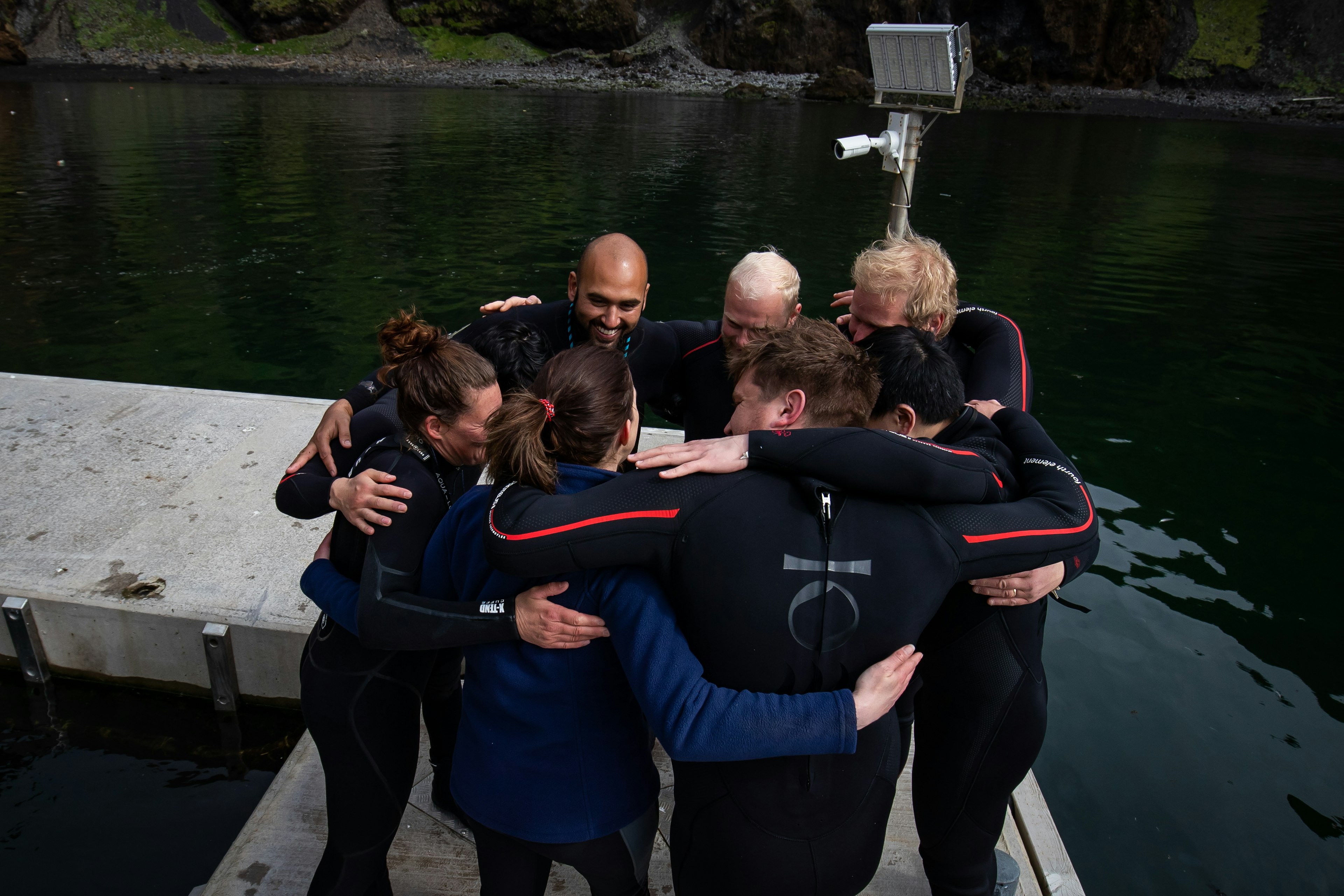 The Sea Life Trust team celebrate the successful transfer of the beluga whales