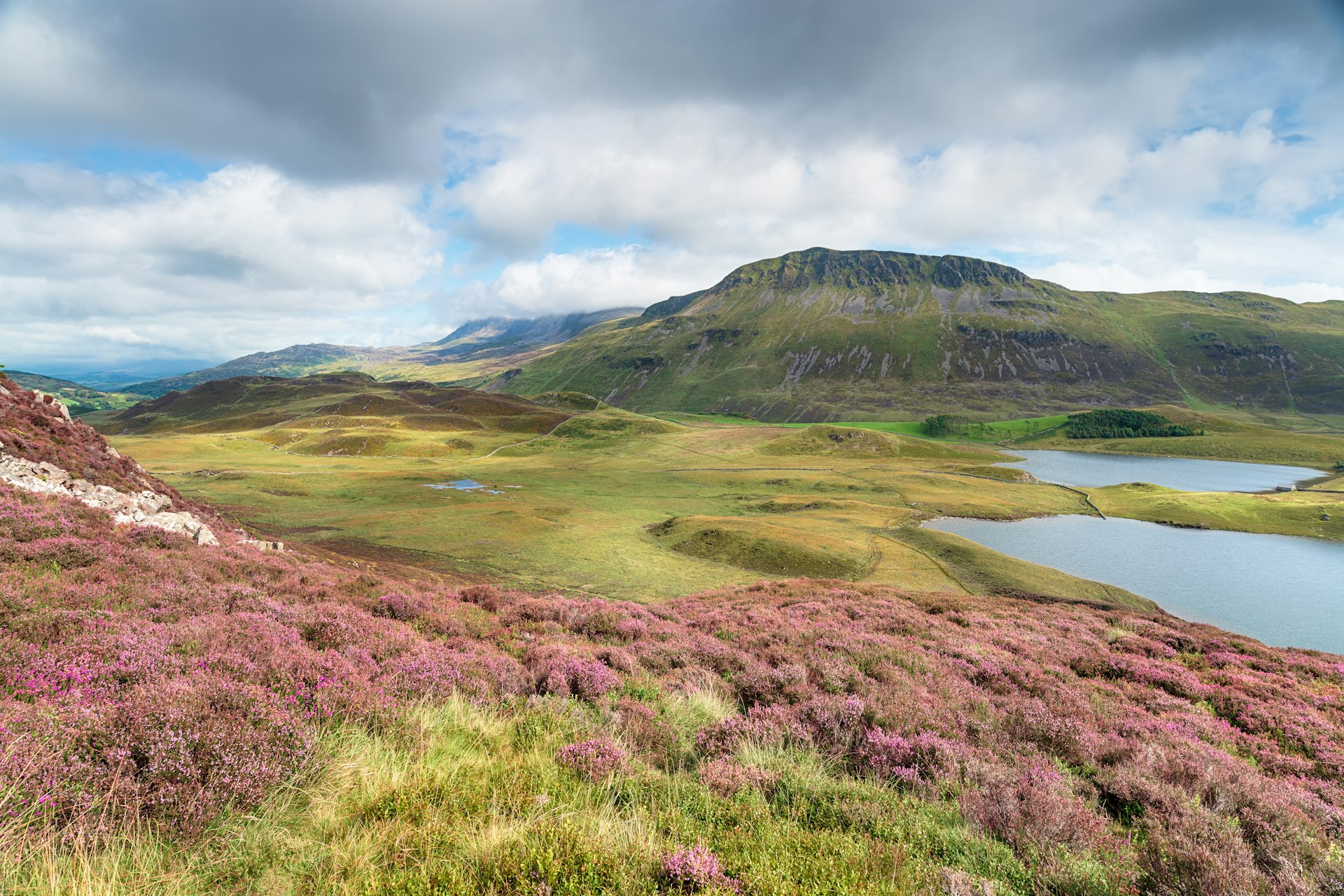 Landscape and lakes in the Cadair Idris Mountains in Snowdonia, Wales