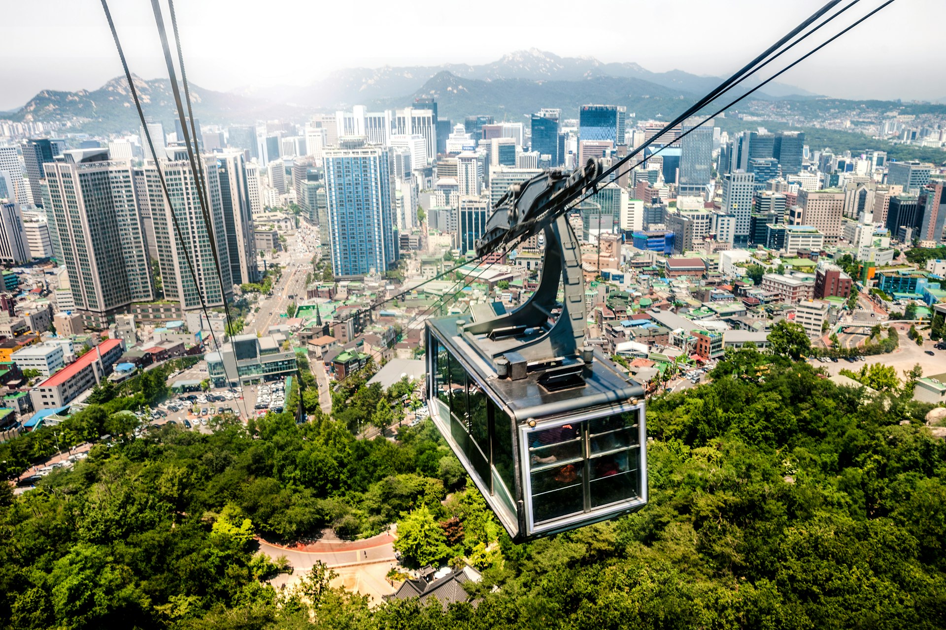 Seoul cityscape and cable car