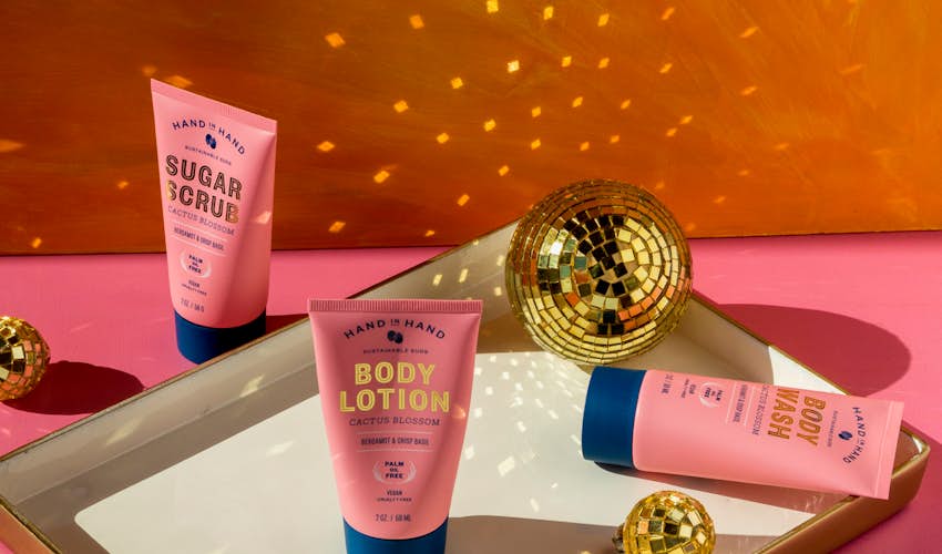 Hand in Hand has a "buy a bar, give a bar" policy that provides soap to communities in need.