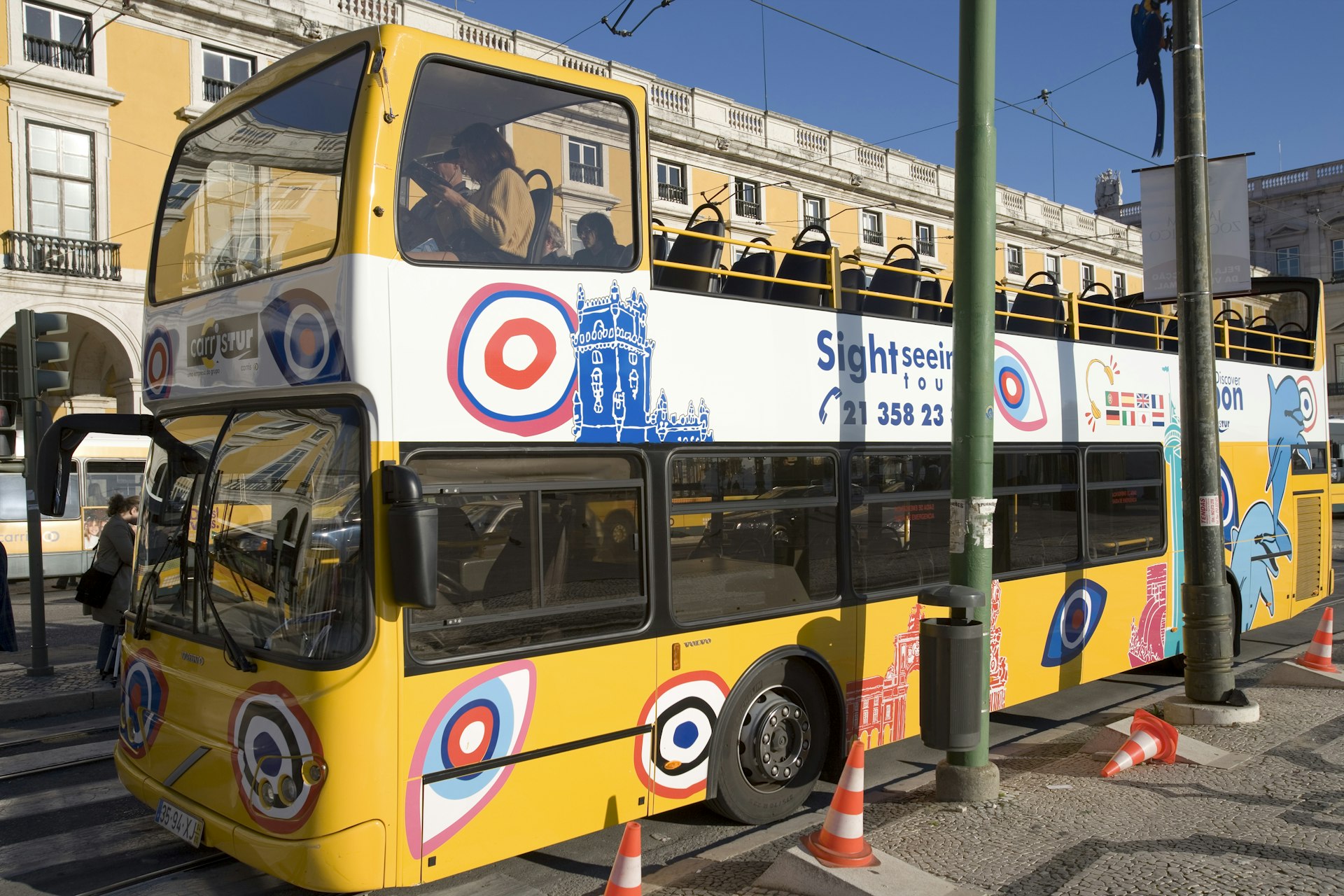An open-top bus in Lisbon