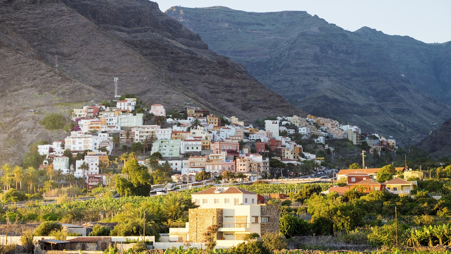 The village of La Calera set at the foot of the mountains on La Gomera.