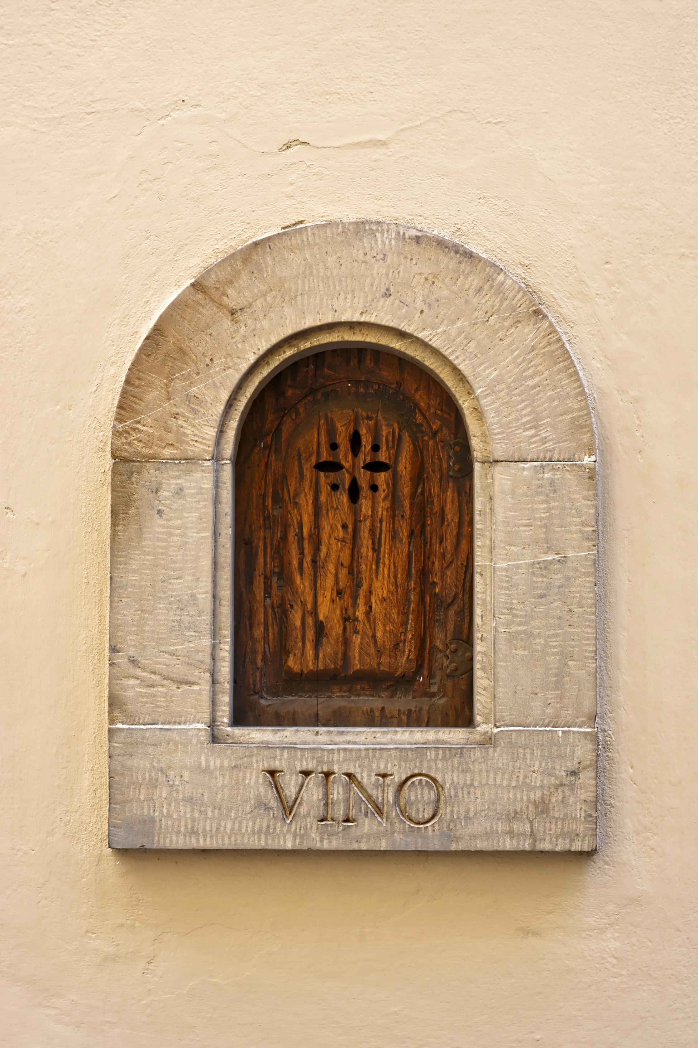 Small Wooden Window for Wine in Florence, Italy
