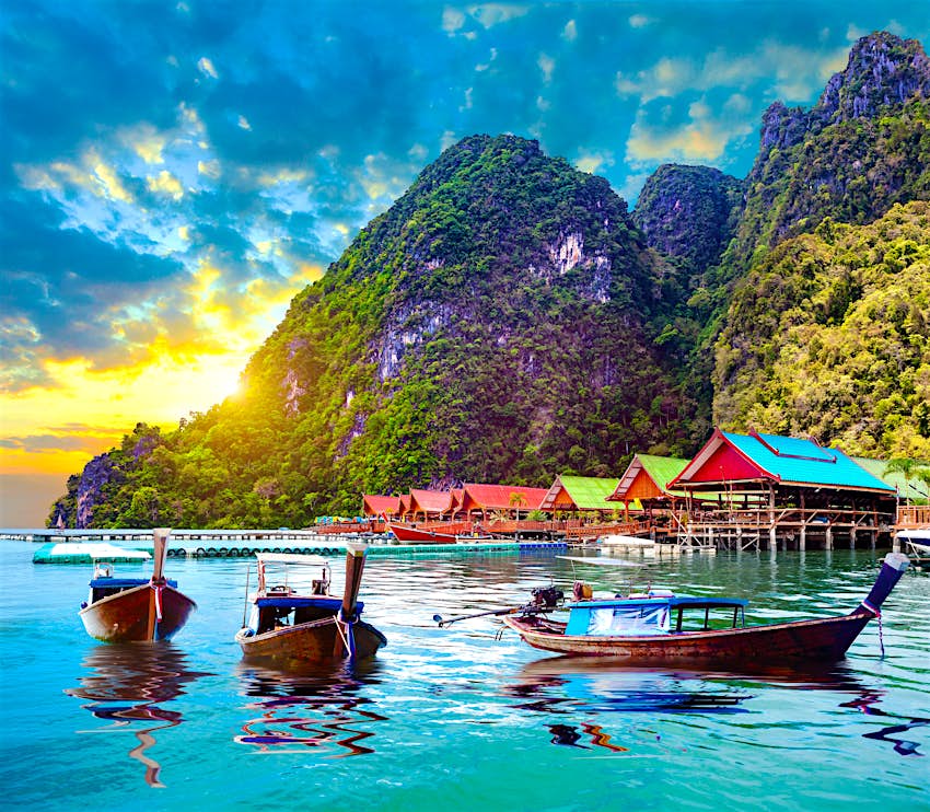 A beach in Thailand with boats