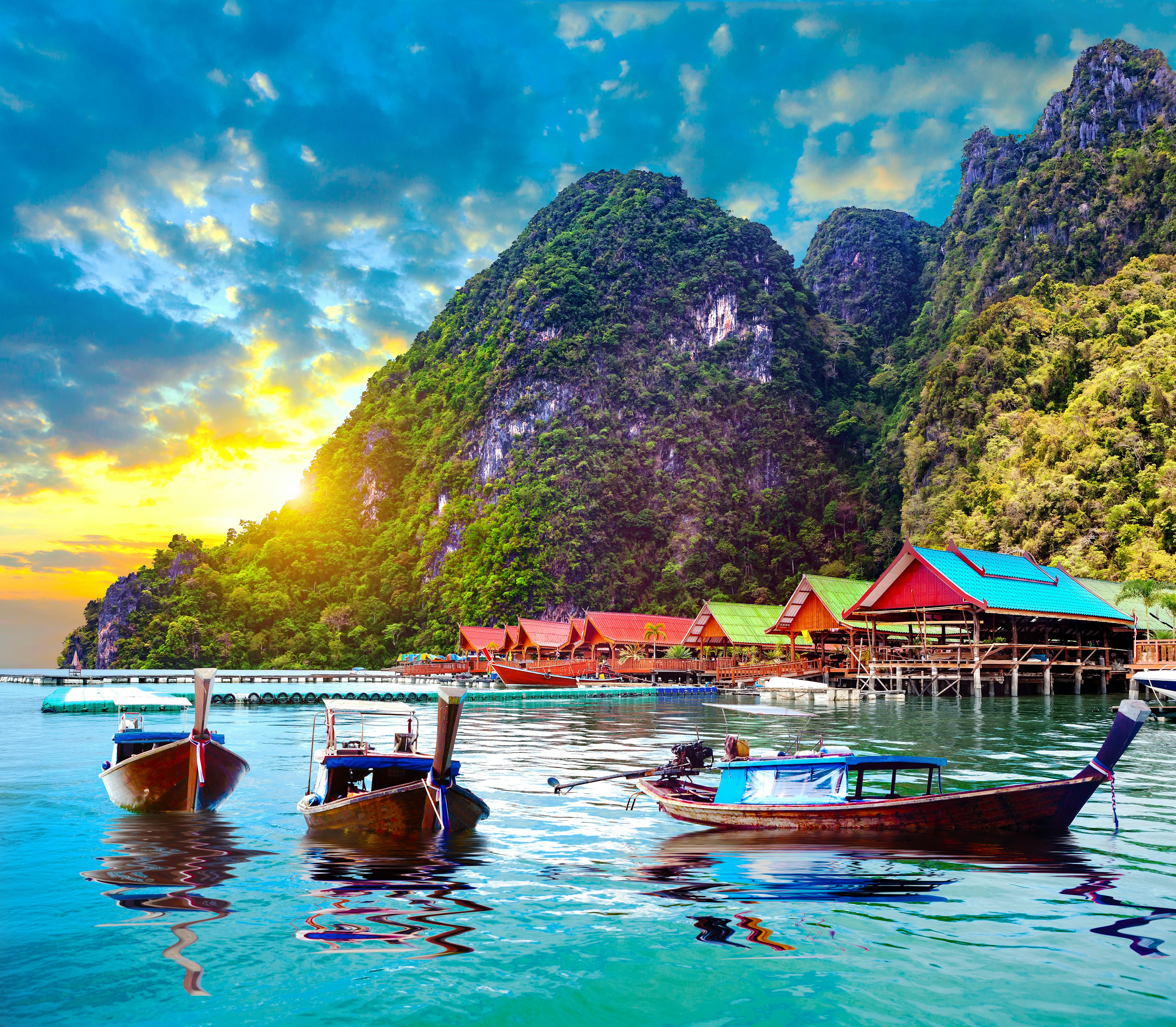 A beach in Thailand with boats