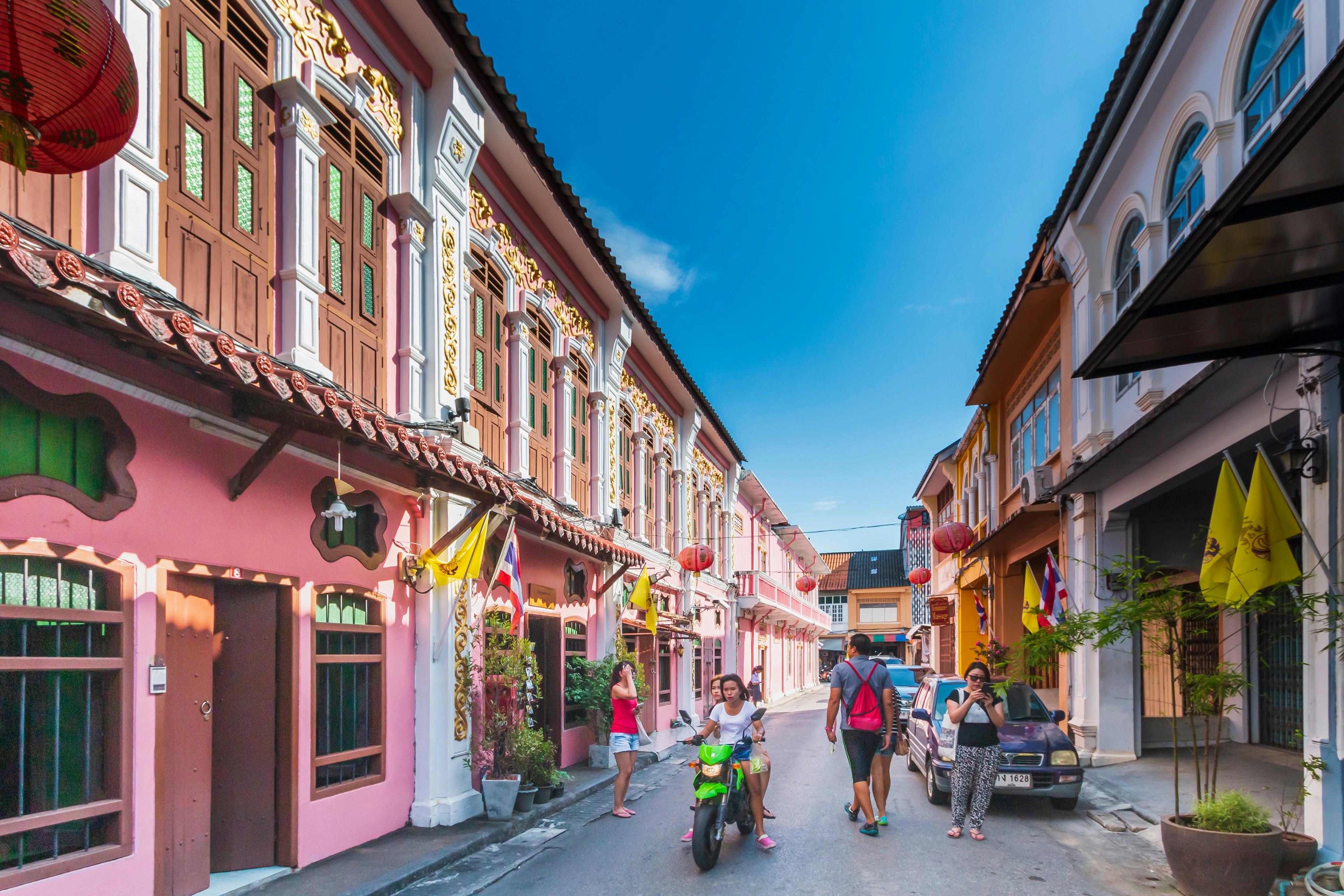 Sino-Portuguese style houses in the old town of Phuket Is a favorite of tourists in Phuket, Thailand.