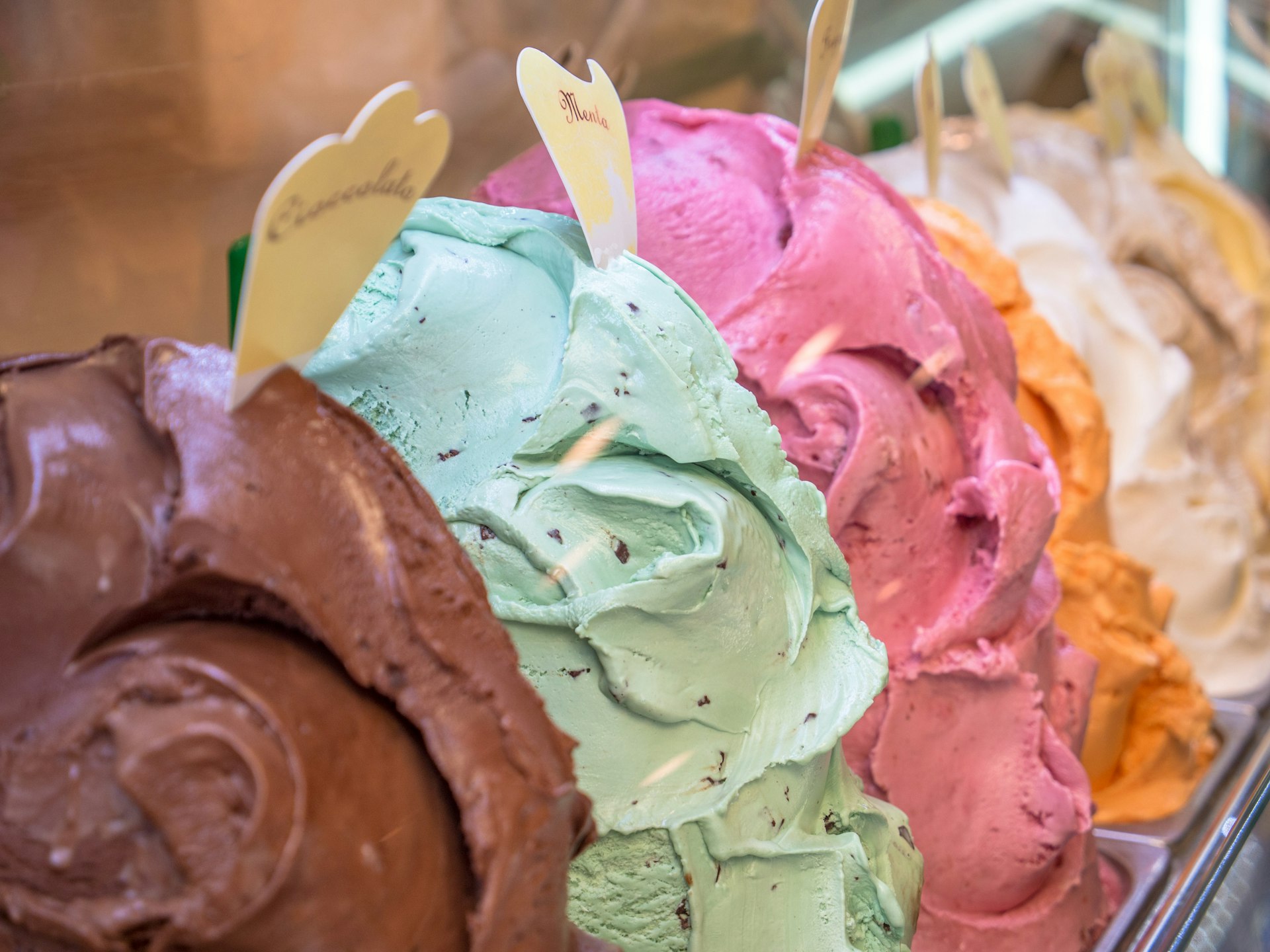 Colourful ice cream (gelato) in a shop in Italy.