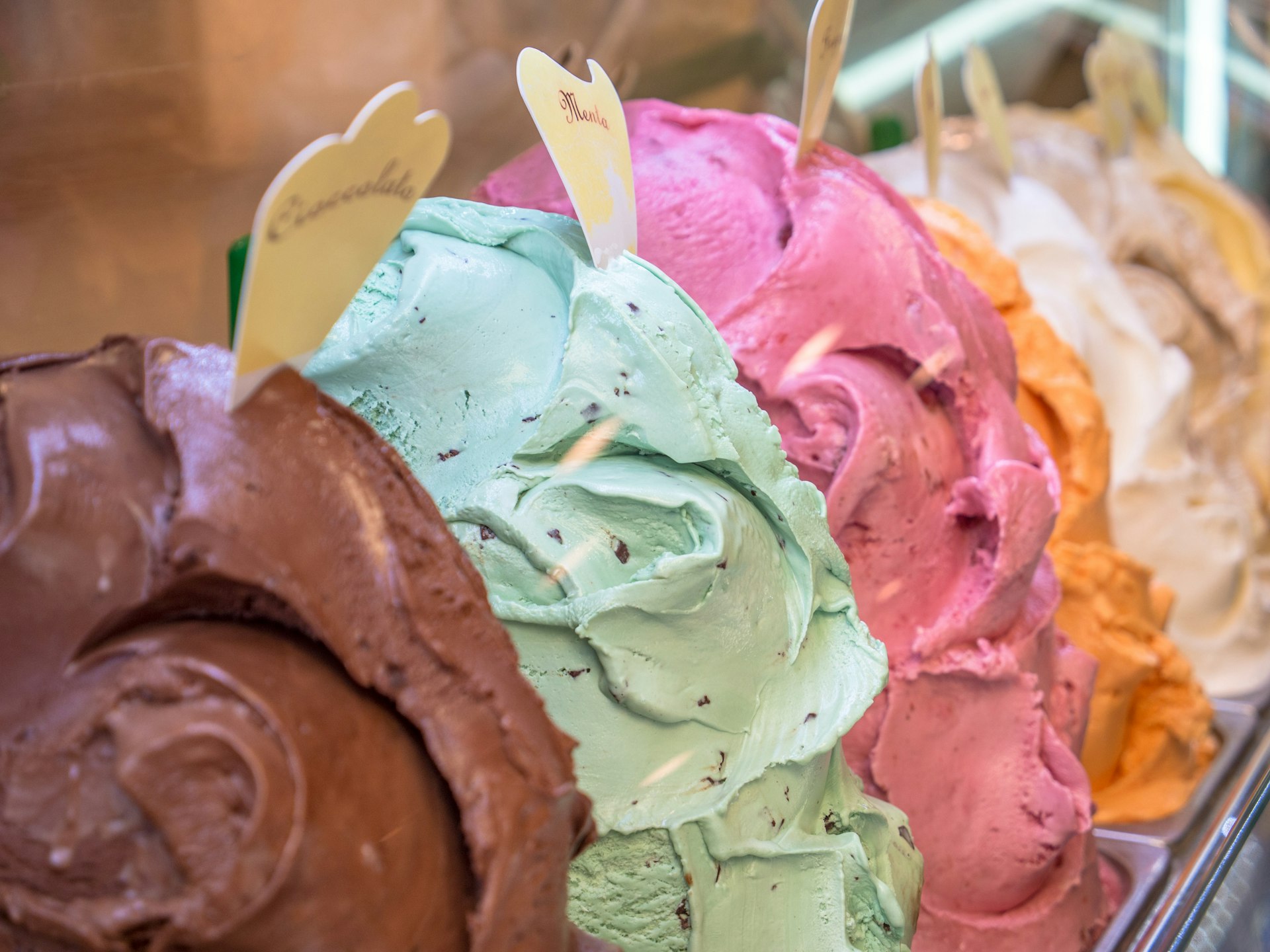 Ice cream gelato in a shop