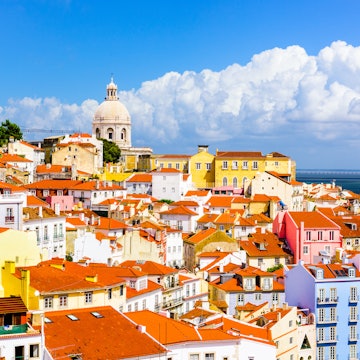 Lisbon, Portugal town skyline at the Alfama.