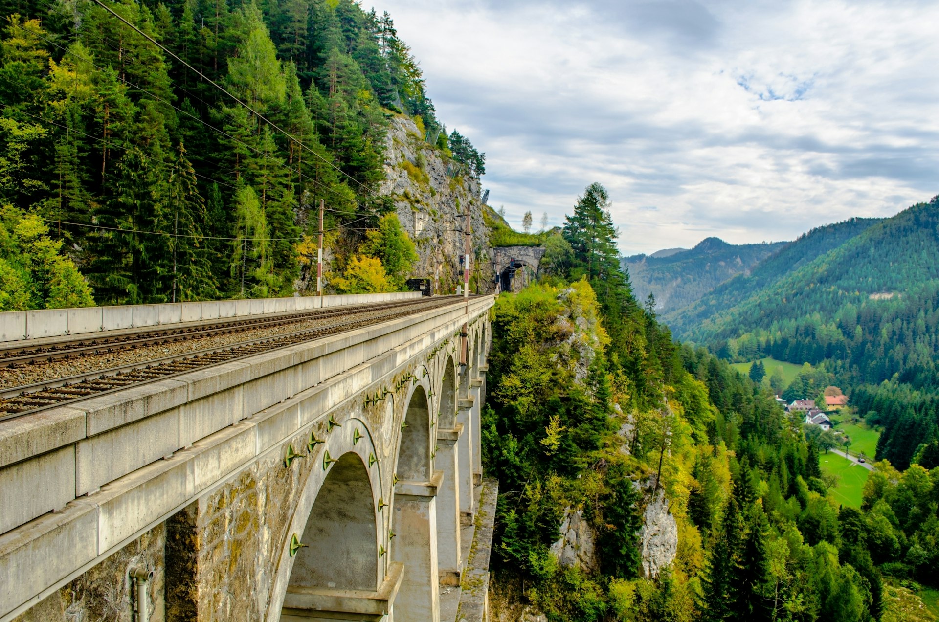 Viaduct of the Semmeringbahn Unesco World Heritage railroad in Austria 