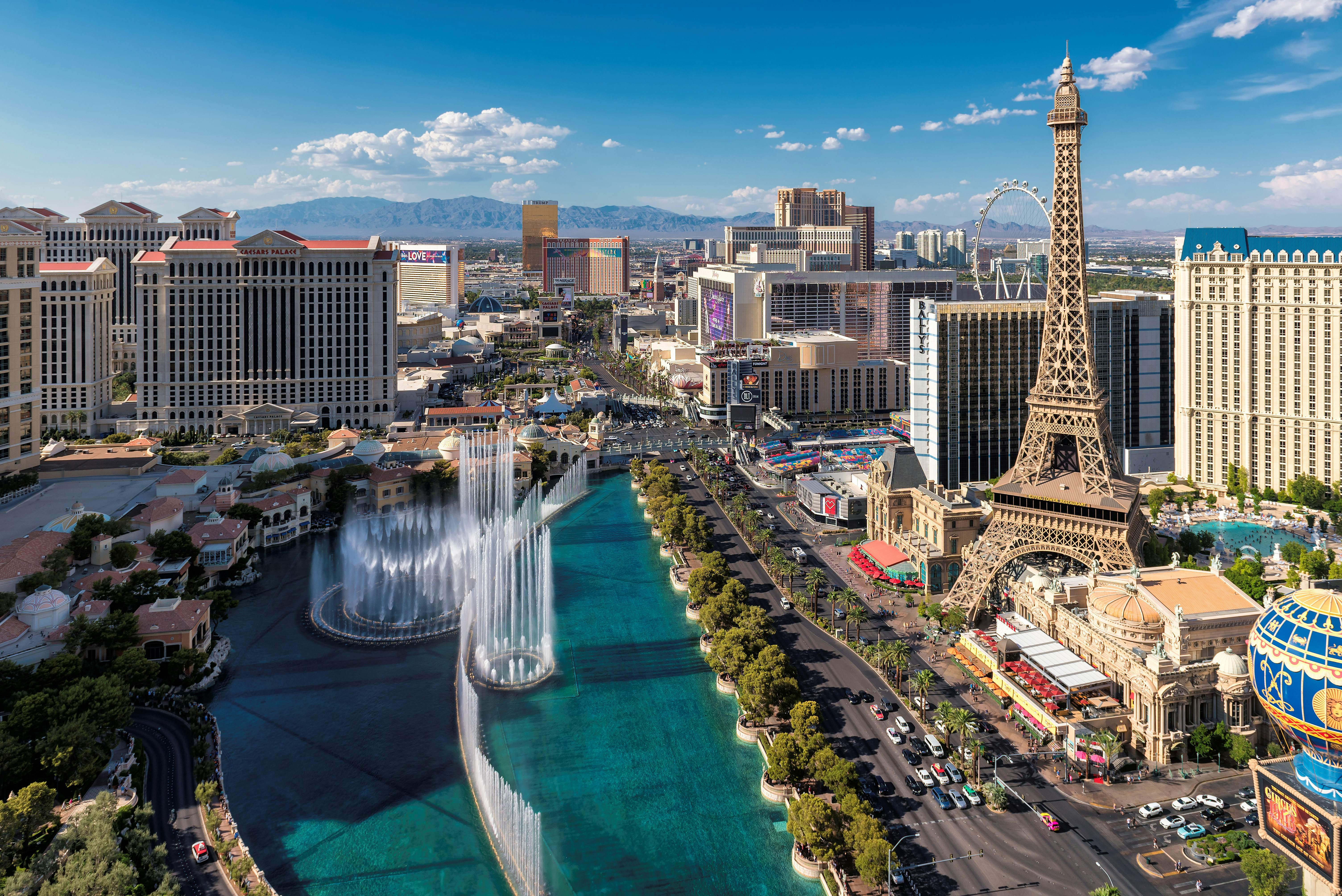 The Famous Las Vegas Strip In Front Of The Paris Casino. Picture