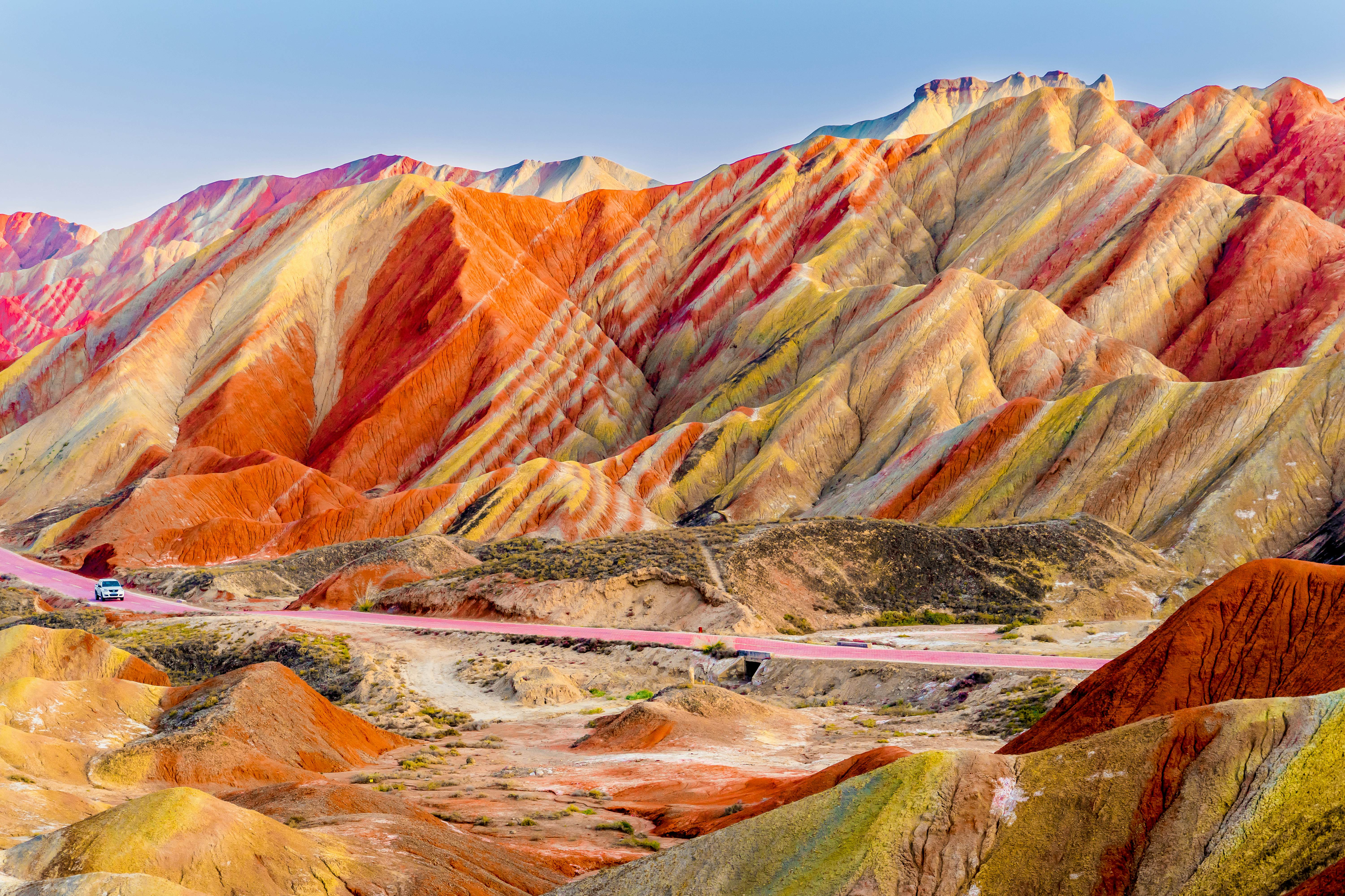 shutterstock_1583554804 Amazing scenery of Rainbow mountain and blue sky background in sunset. Zhangye Danxia National Geopark, Gansu, China..jpg