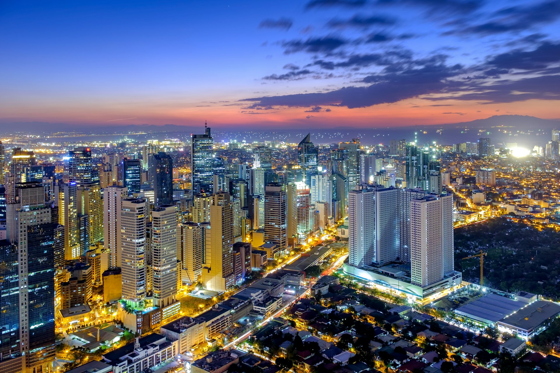 Sunset over Makati, a city in Metropolitan Manila