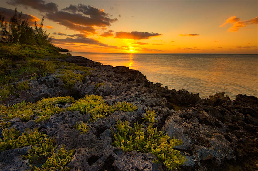 Sunrise over the sea in Nassau, Bahamas
