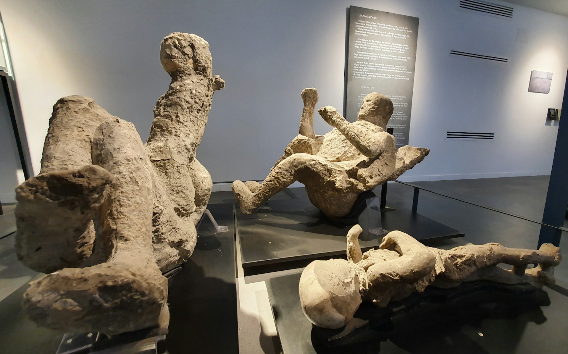 Mummified bodies at the Antiquarium of Pompeii