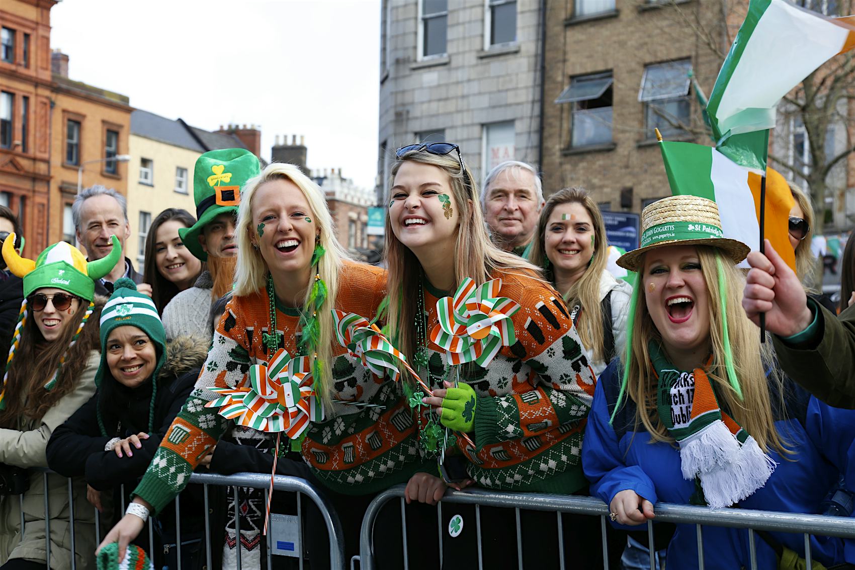 Group of people at St Patrick's Day in Dublin