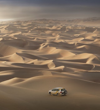 In the dunes of the Empty Quarter Desert, on the border between Abu Dhabi and Saudi Arabia