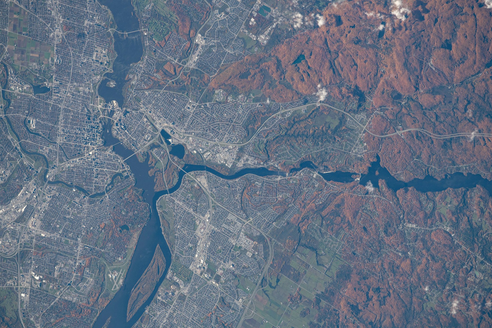A satellite image of Ottawa taken by Nasa