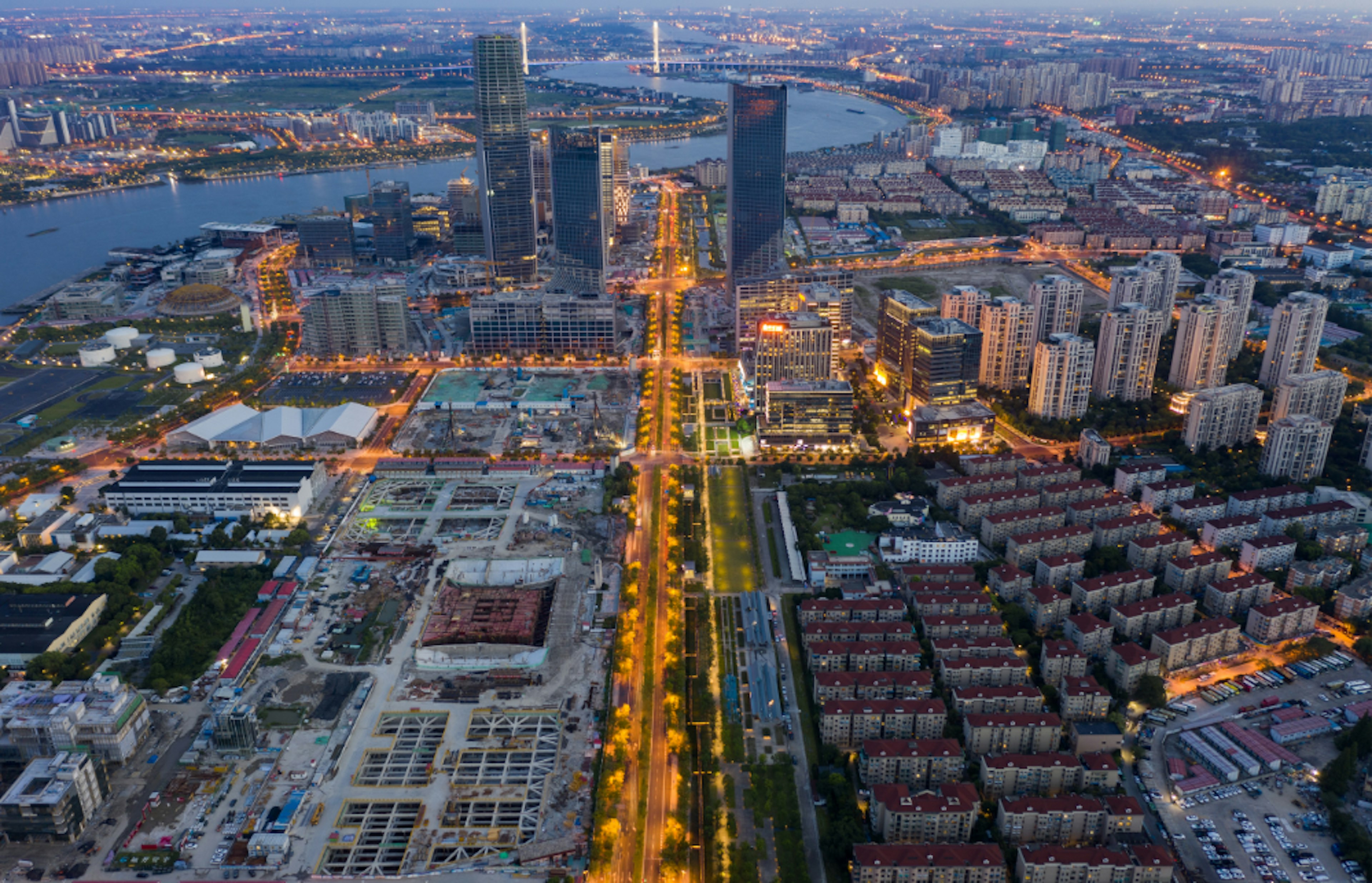 An aerial view of Xuhui Runway Park