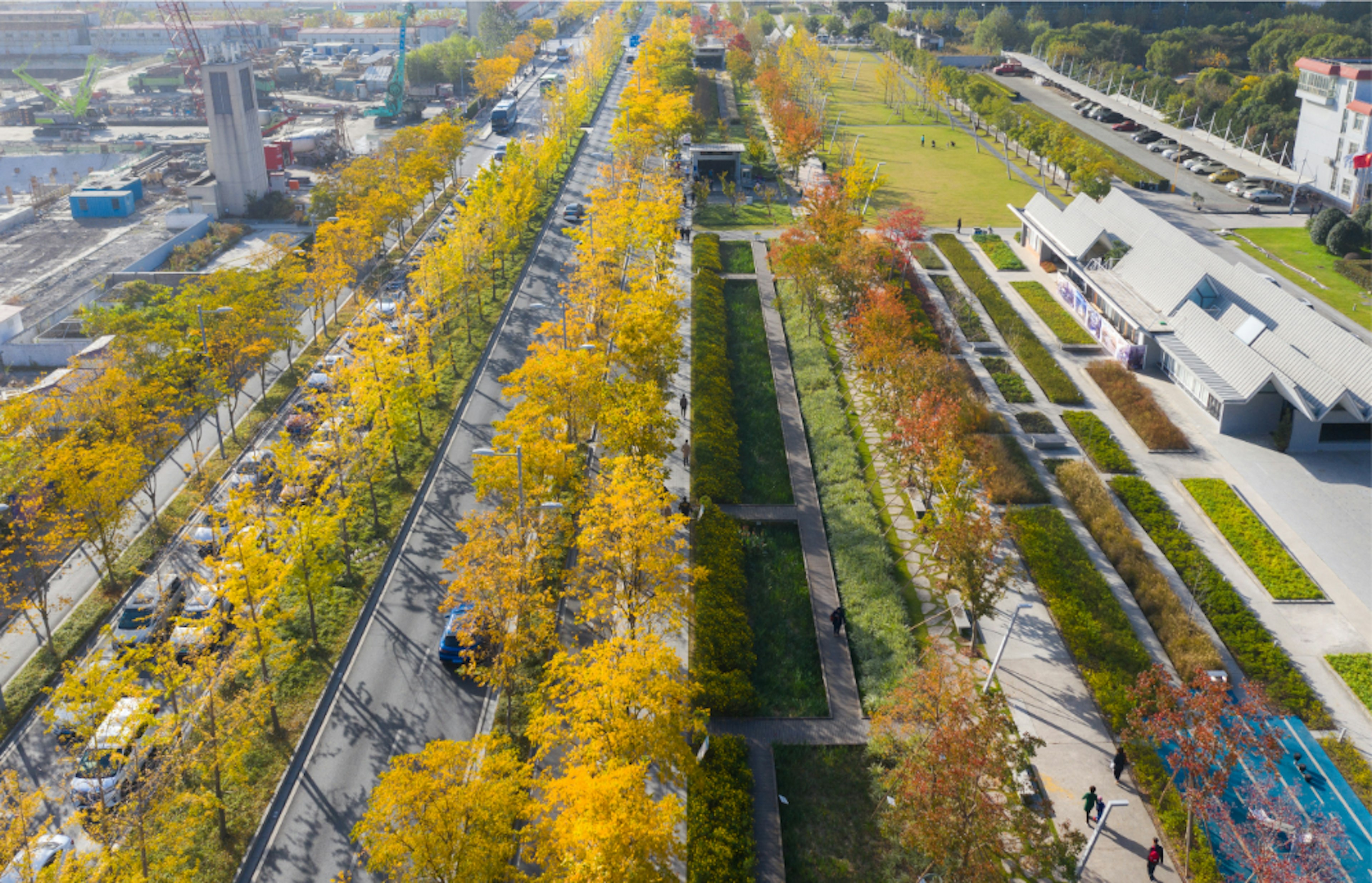 An aerial view of Xuhui Runway Park