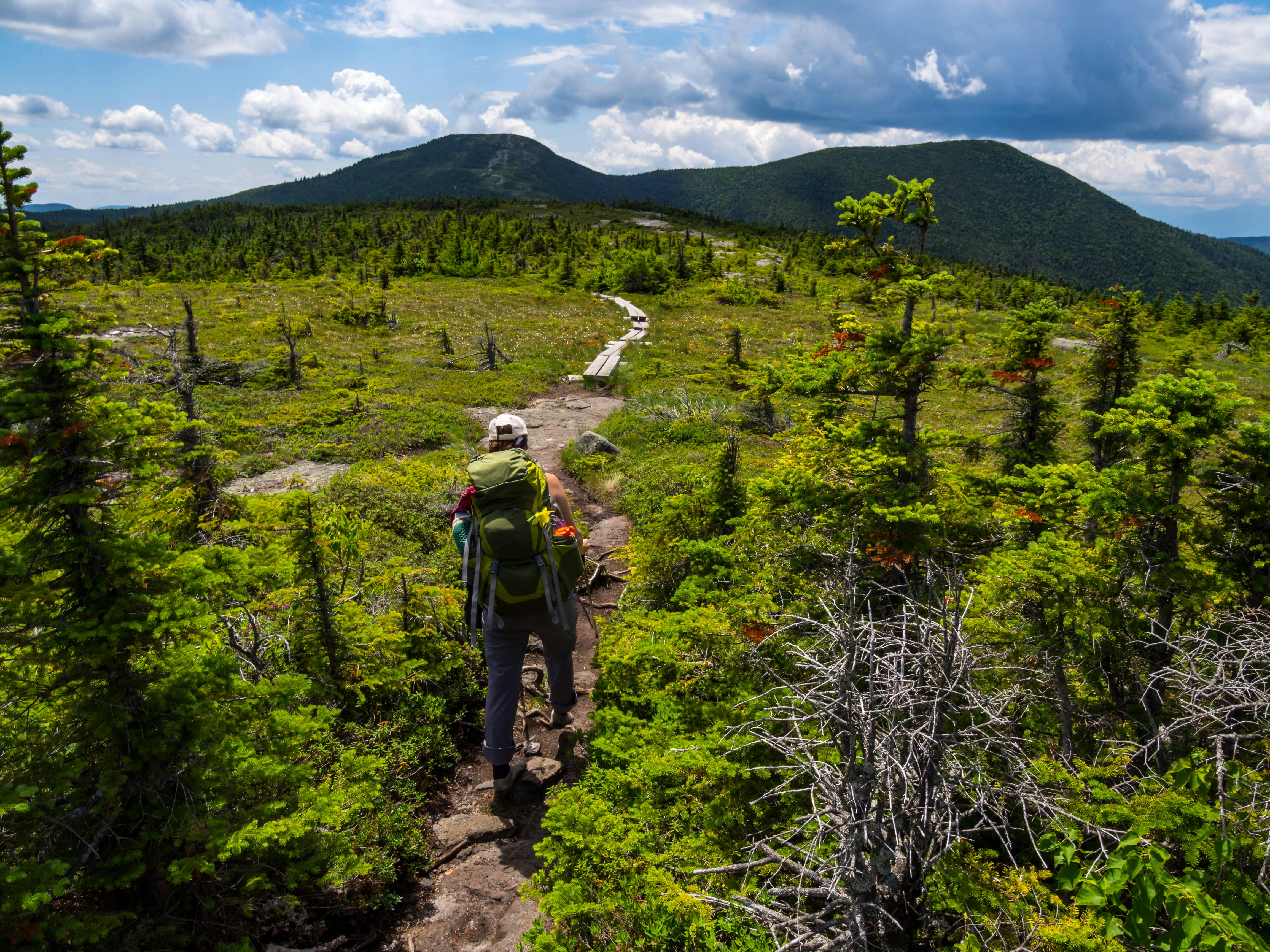 Hiker on the Appalachian Trail in Maine