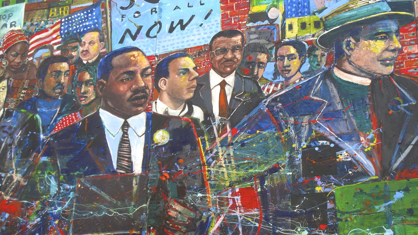Atlanta, Georgia, USA - October 9, 2014: Martin Luther King Jr. Mural at the National Historic Site in Atlanta, GA