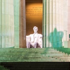 The Lincoln statue at the Lincoln Memorial.