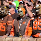 CLEVELAND, OH - OCTOBER 13: Cleveland Browns fans in dog masks in the Dawg Pound during the second quarter of the National Football League game between the Seattle Seahawks and Cleveland Browns on October 13, 2019, at FirstEnergy Stadium in Cleveland, OH. (Photo by Frank Jansky/Icon Sportswire via Getty Images)
