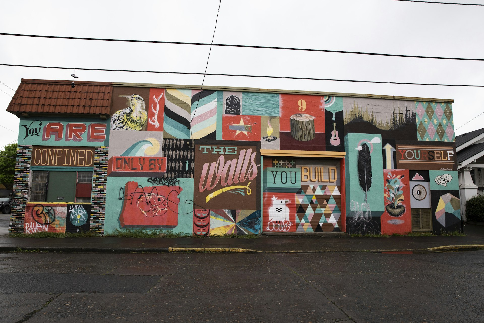 A mural is displayed on a wall in the Alberta Arts District of Portland, Oregon, U.S.
