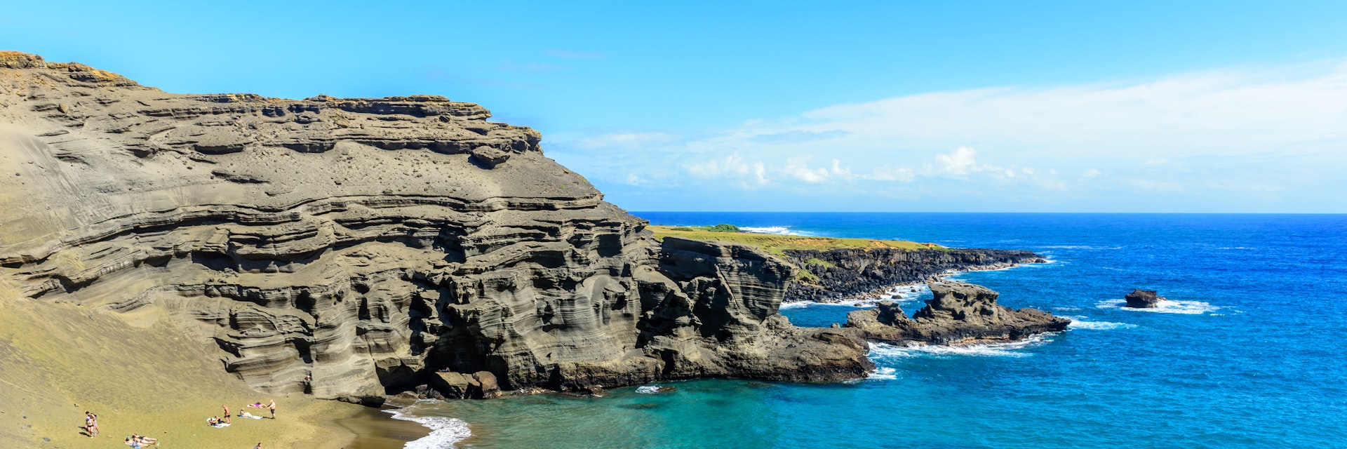 Green sand beach is located near South Point on the island of Hawaii. It is one of the only four green sand beaches in the world.