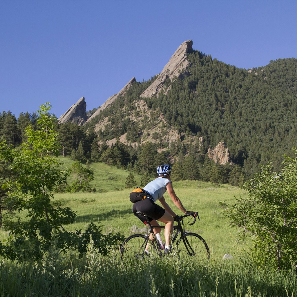 Cyclist on Flagstaff Mountain Road, just outside Boulder.