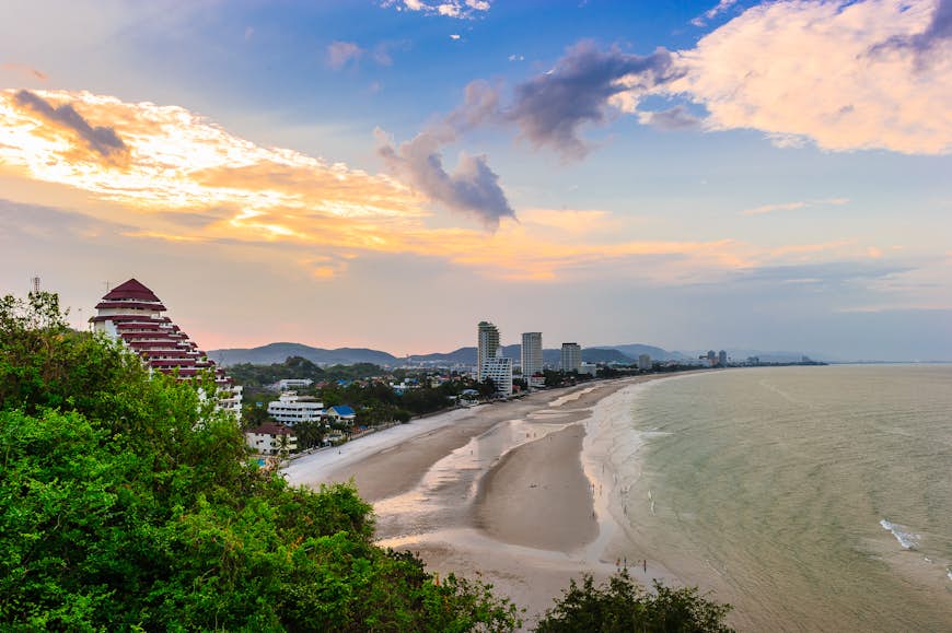 Sunrise view over Hua Hin Beach in Thailand