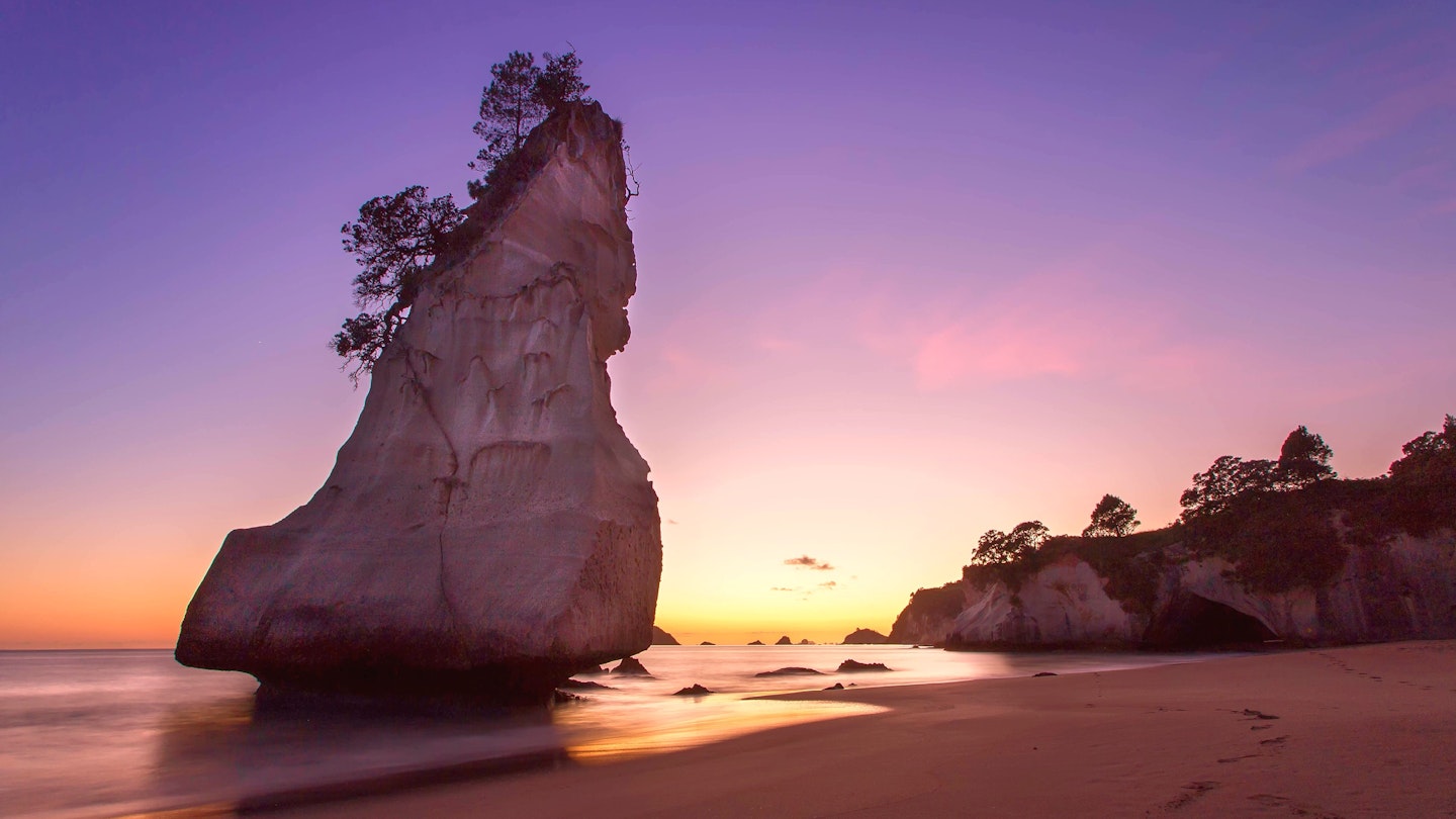 Te Hoho Rock On Cathedral Cove Against Sky