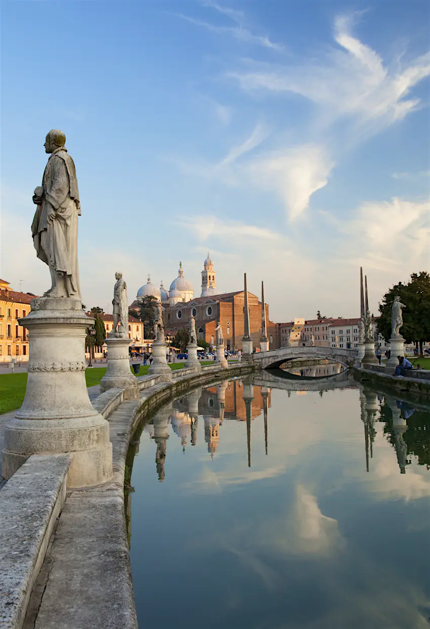 Padua Statues line the canal in Prato della Valle, Padua