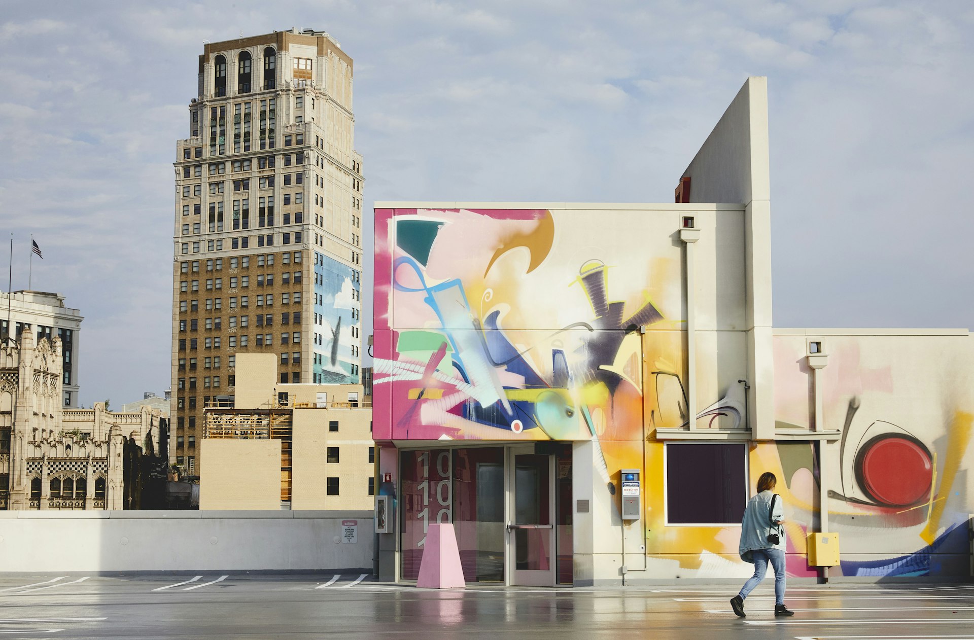 The rooftop of the Z Lot car park, whose 27 storeys each feature the work of a different street artist