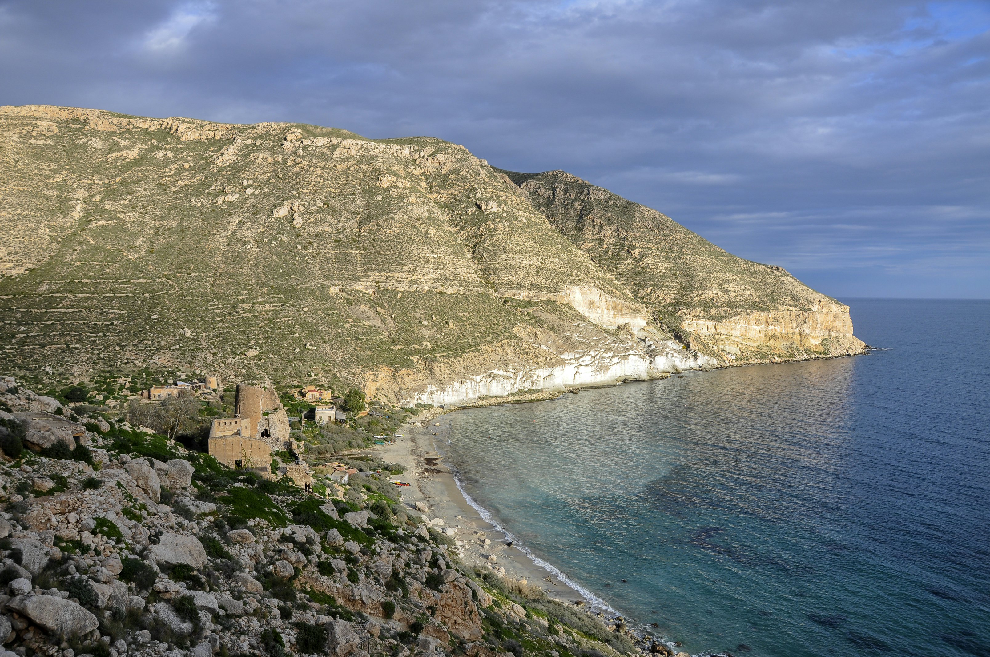 View of the San Pedro cove in the Natural park of Nijar-Cabo de Gata, Almeria, Spain.