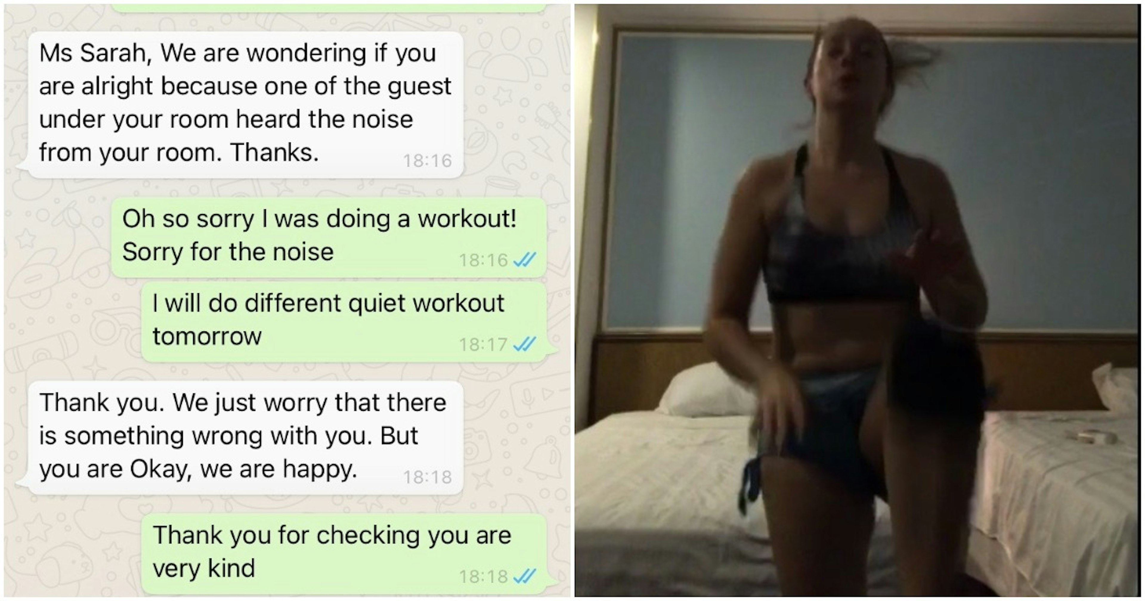 Sarah workout in hotel quarantine.jpg