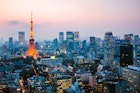 Tokyo tower and skyline at sunset