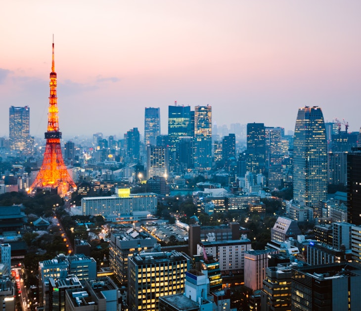 Tokyo tower and skyline at sunset