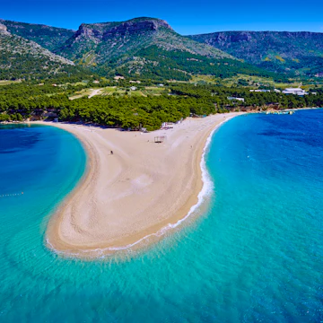 Croatia, Dalmatia, Brac island, Bol, Zlatni Rat (Golden Cape) beach