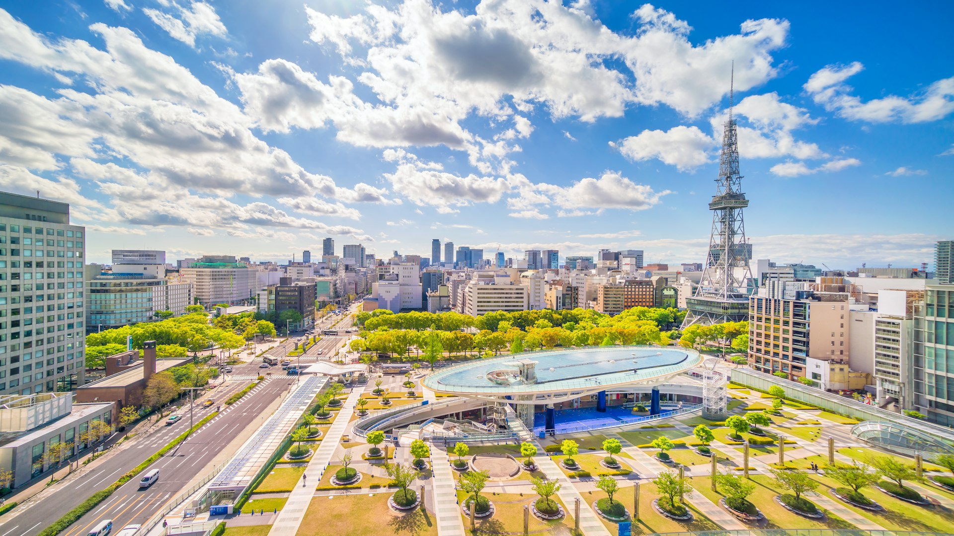 Downtown Nagoya skyline on a sunny day