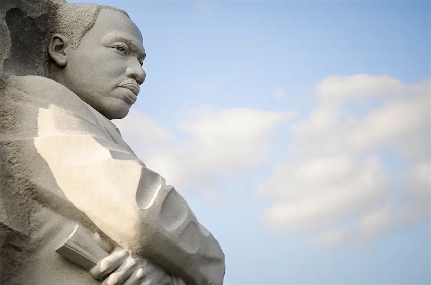 shutterstockRF_515982691.jpg Portrait shot of the Martin Luther King Jr. Memorial carved in granite and standing in the National Mall in Washington, DC