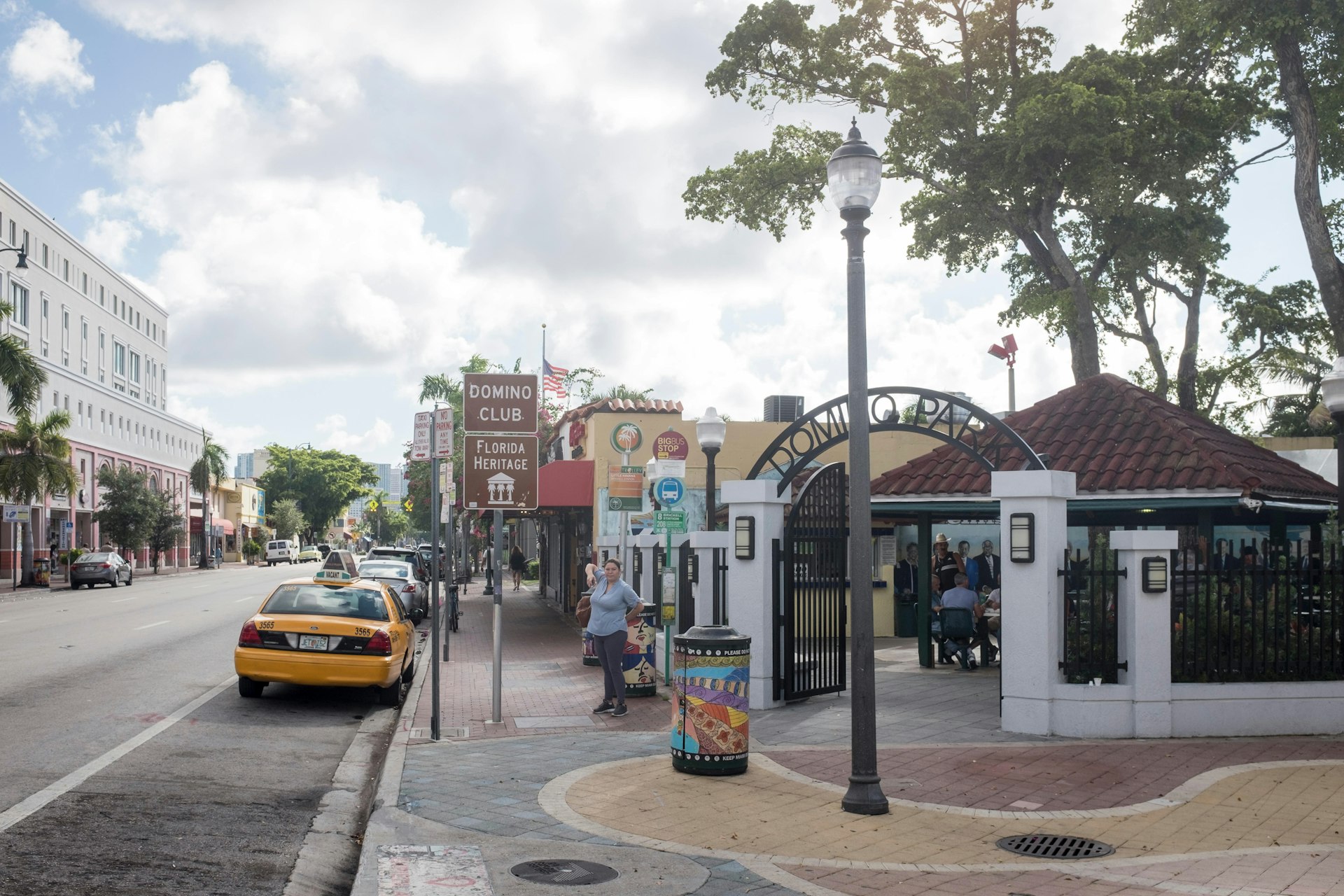 The entrance to Maximo Gomez Domino Park on South West 8th Street, Calle Ocho, in Little Havana, Miami, Florida