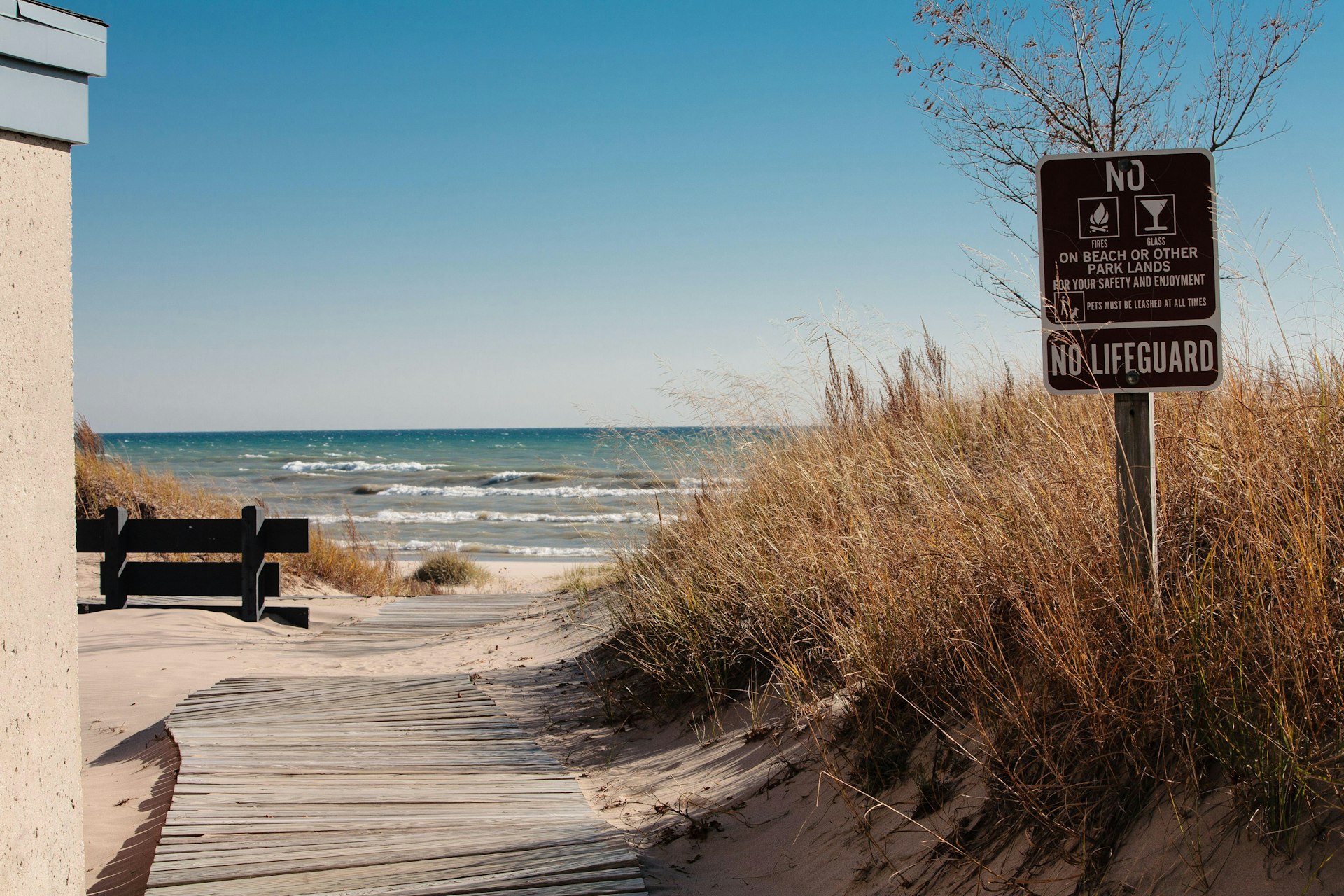 A boardwalk in Sheboygan leading to Lake Michigan