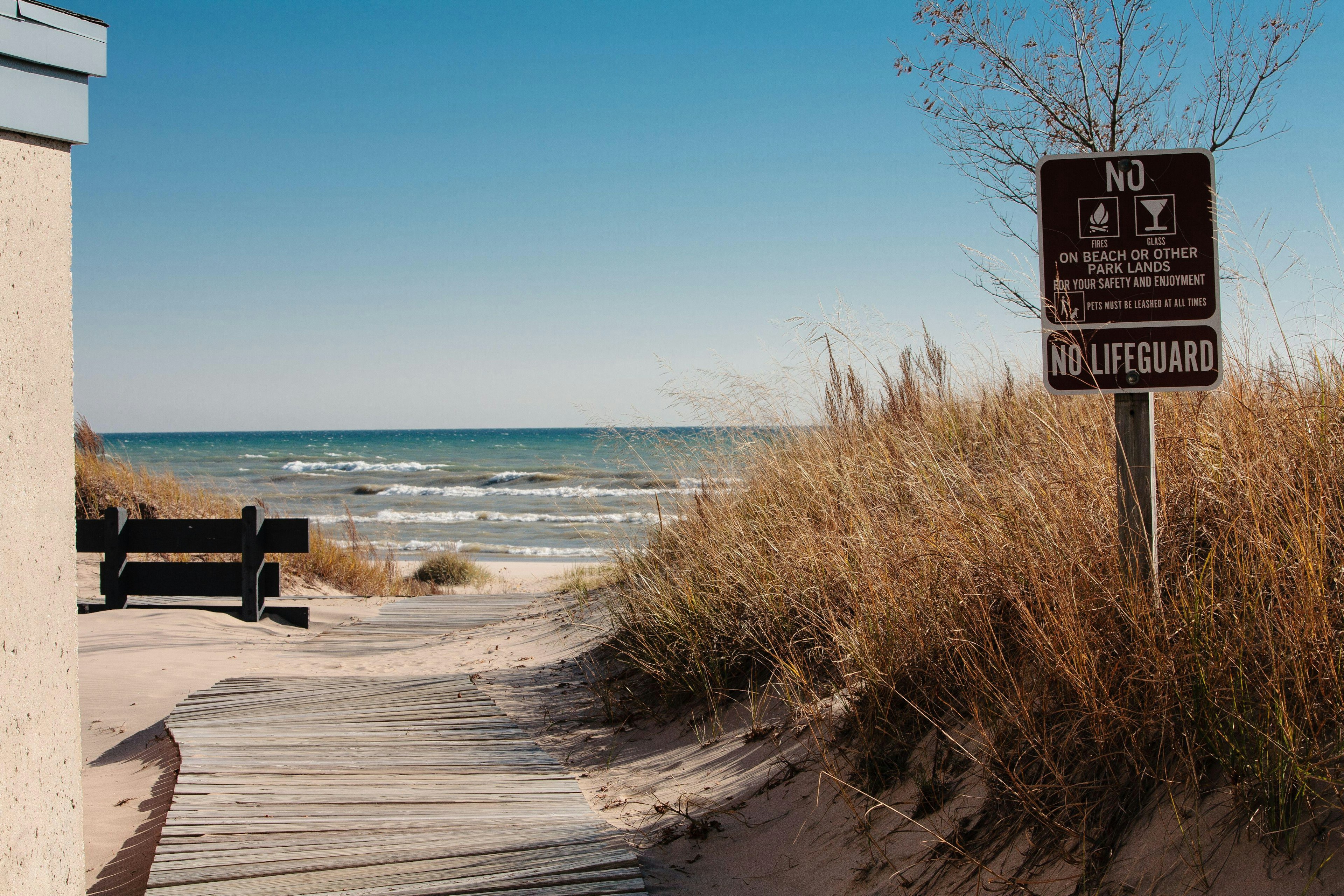 A boardwalk in Sheboygan leading to Lake Michigan