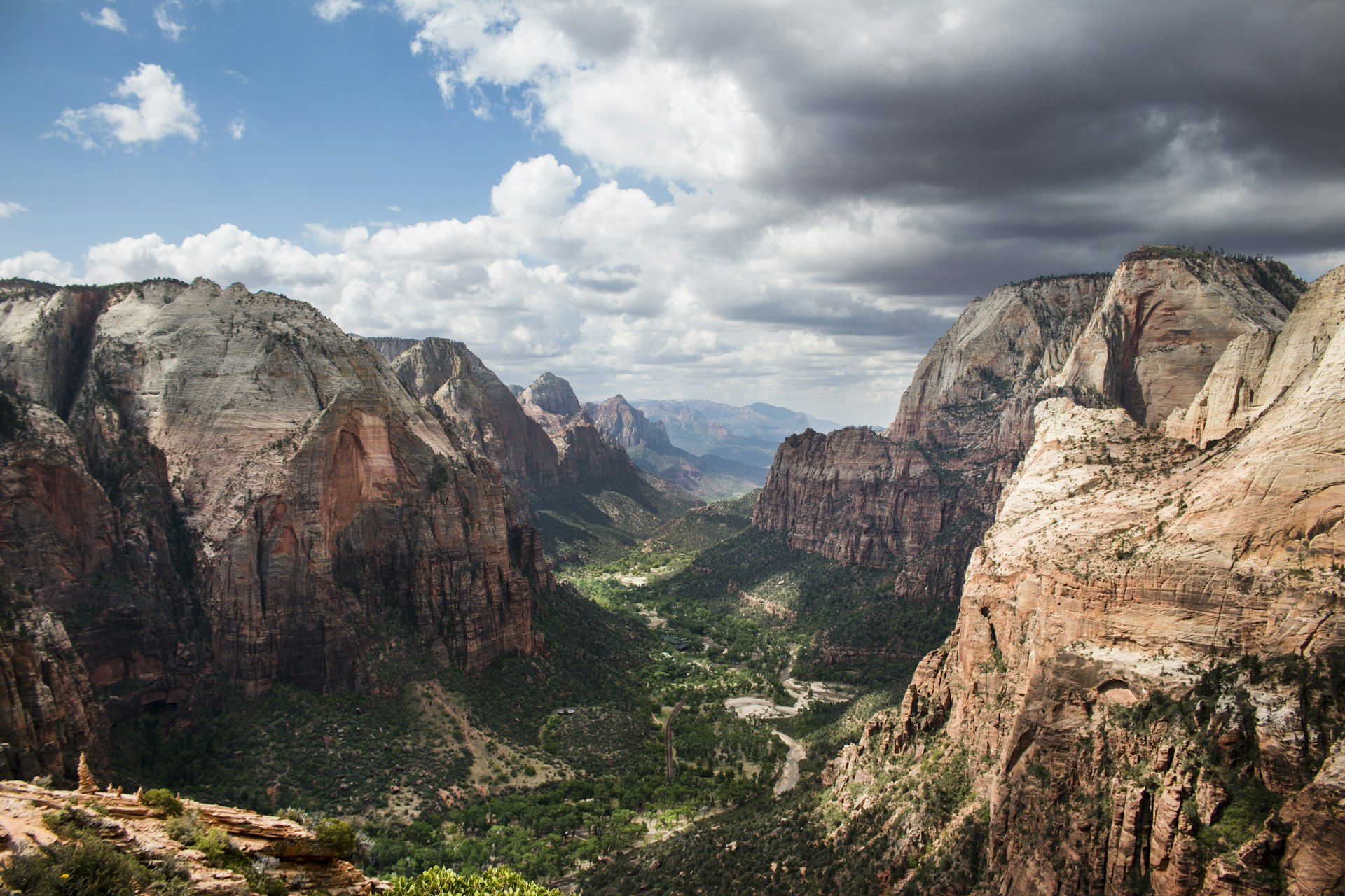 A landscape photograph of a deep canyon
