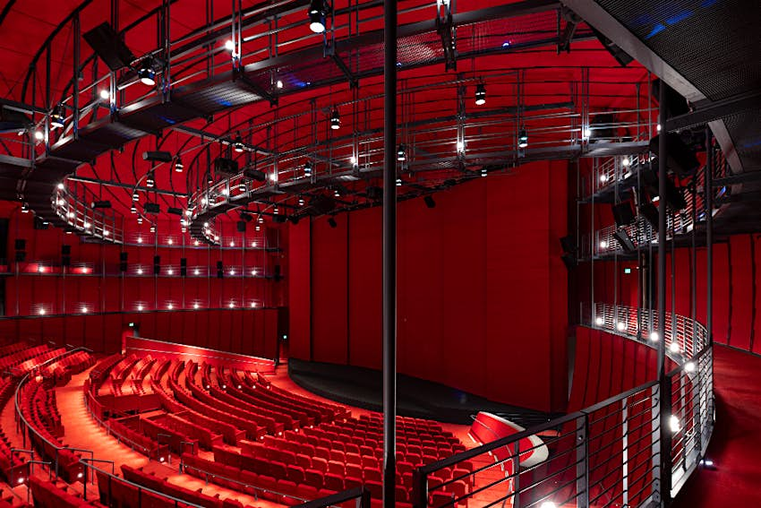 The interior of the David Geffen Theater at the Academy Museum in LA