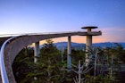 Clingman's Dome mountaintop observatory during sunset in the Great Smoky Mountains.
