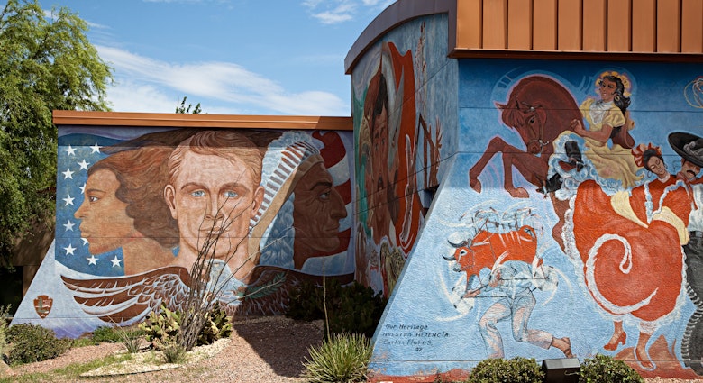 Chamizal National Memorial monument mural Our Heritage on visitor center El Paso Texas USA