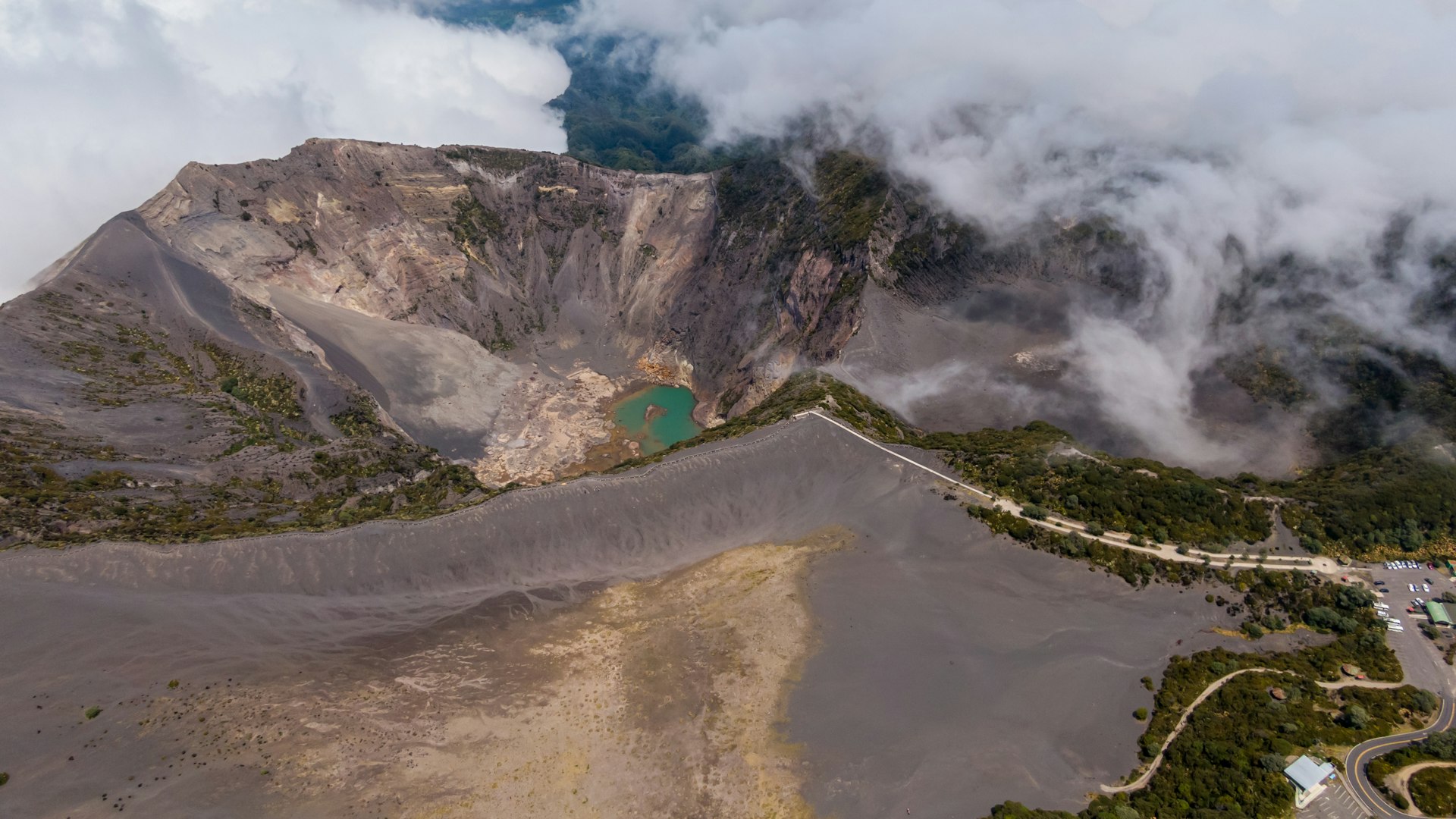 Beautiful Aerial view of the Irazu Volcano in Costa Rica